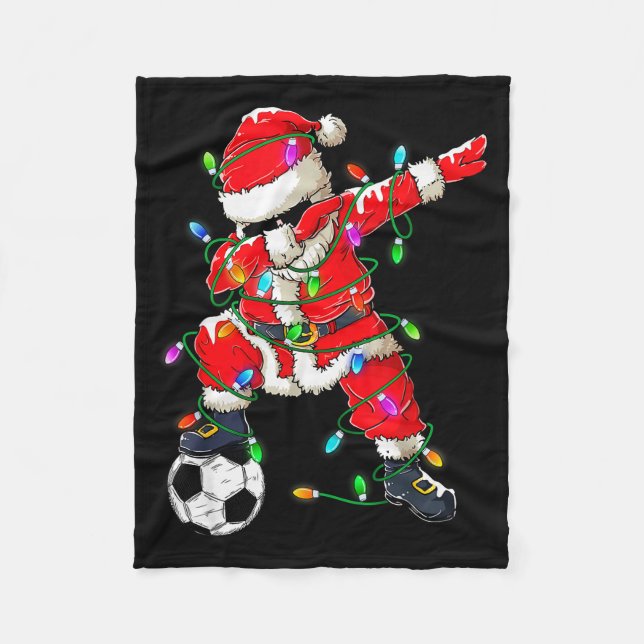 Happy Xmas Dabbing Santa Soccer Christmas Pyjamas  Fleece Blanket (Front)