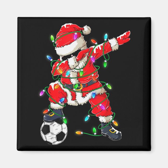 Happy Xmas Dabbing Santa Soccer Christmas Pyjamas  Magnet (Front)