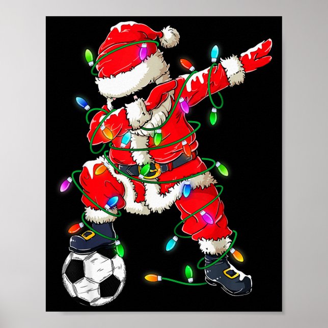 Happy Xmas Dabbing Santa Soccer Christmas Pyjamas  Poster (Front)
