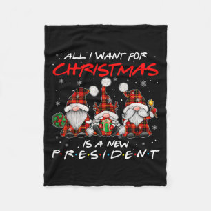 Happy Xmas Gnome All I Want For Christmas New Pres Fleece Blanket