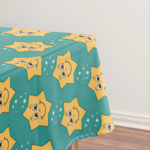 Happy xmas star smiley face retro cartoon tablecloth