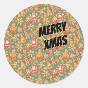 Happy Xmas Symbols Classic Round Sticker
