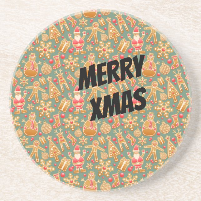 Happy Xmas Symbols Coaster (Front)