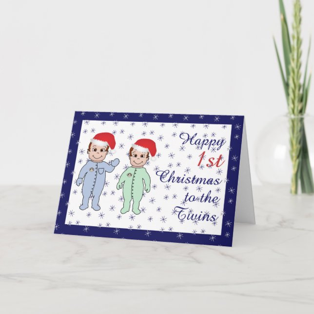 Happy  Xmas twin boys Holiday Card (Front)