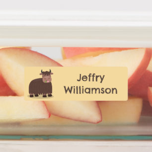 Happy yak eating grass cartoon personalised