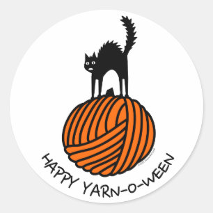 Happy Yarn-O-Ween! Classic Round Sticker
