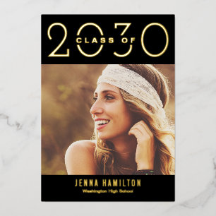 Happy Year Foil Graduation Announce Editable Colou