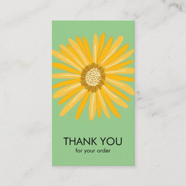 Happy Yellow Daisy Order Thank You Social Icons Business Card (Front)