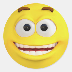 Happy Yellow Emoji Classic Round Sticker