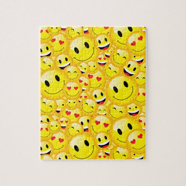 Happy Yellow Emoji Smiling Faces Cheer Up Jigsaw Puzzle (Vertical)