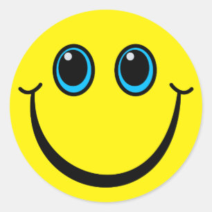 Happy Yellow Face Classic Round Sticker
