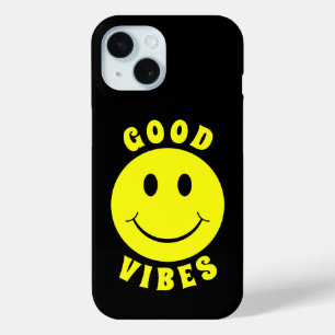 Happy Yellow Face Good Vibes iPhone 15 Case