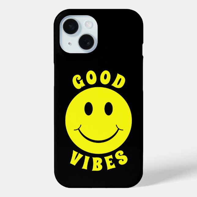 Happy Yellow Face Good Vibes Case-Mate iPhone Case (Back)