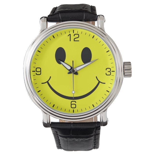 Happy Yellow Face Graphic Watch (Front)