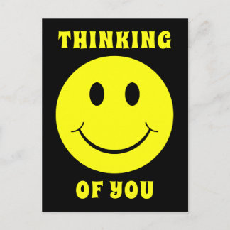 Happy Yellow Face Thinking of You Postcard