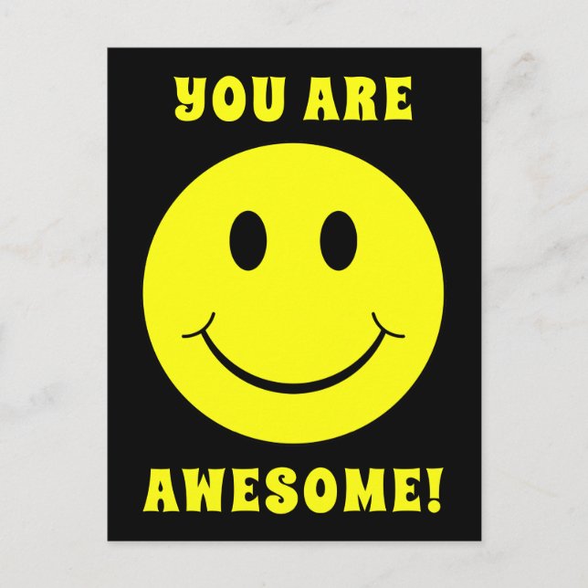 Happy Yellow Face You Are Awesome Postcard (Front)