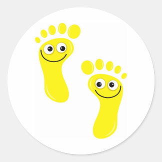 Happy Yellow Feet Classic Round Sticker