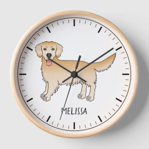 Happy Yellow Golden Retriever Cute Dog With A Name Clock