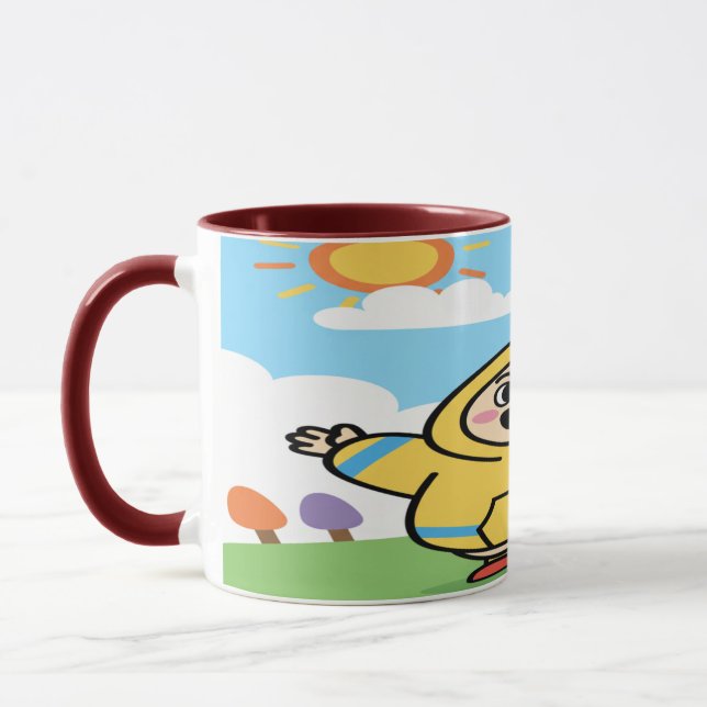 Happy Yellow Hoodie Character Mug - Sunny Day Good (Left)