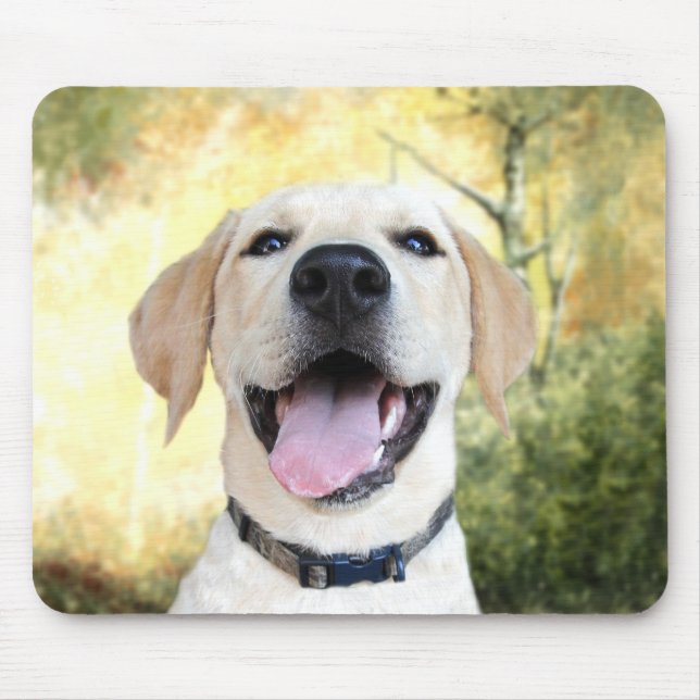 Happy Yellow Lab Mouse Mat (Front)