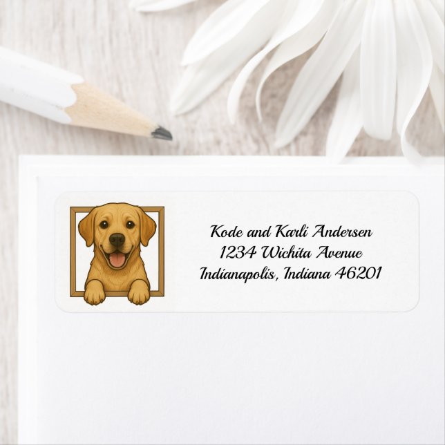 Happy Yellow Labrador Retriever Return Address (Insitu)