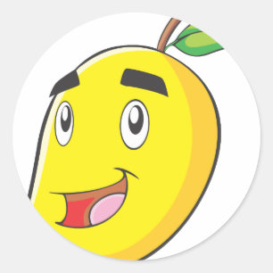 Happy Yellow Mango Fruit Classic Round Sticker