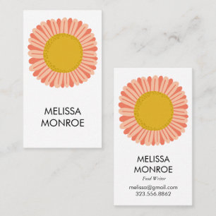 Happy Yellow Pink Daisy Sunflower illustrated  Business Card