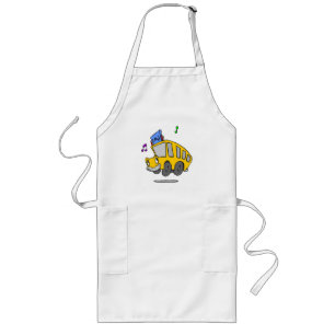 Happy Yellow School Bus Long Apron
