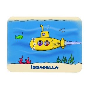Happy yellow submarine cartoon magnet