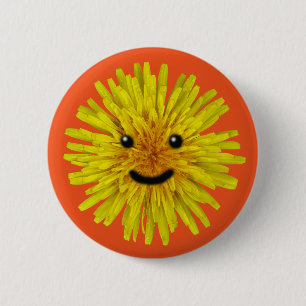 Happy Yellow Summer Dandelion Flower on any Colour 6 Cm Round Badge