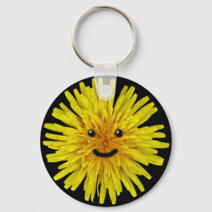 Happy Yellow Summer Dandelion Flower on any Colour Key Ring