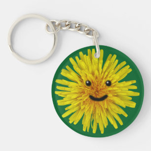 Happy Yellow Summer Dandelion Flower on any Colour Key Ring