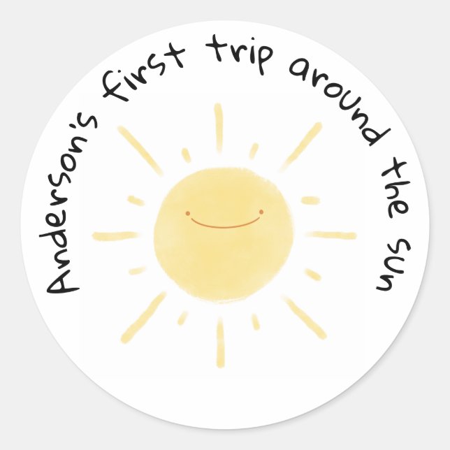 Happy Yellow Sun Gender Neutral Party Classic Round Sticker (Front)