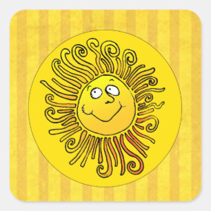 Happy Yellow Sun Smiling Square Sticker
