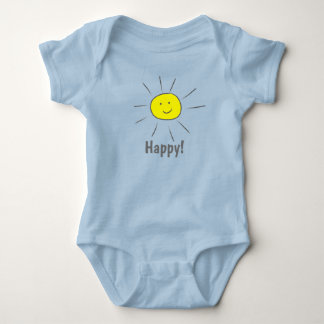 Happy Yellow Sun with Smiley Face - Baby Bodysuit