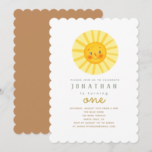 Happy Yellow Sunshine Birthday Invitation (Front/Back)