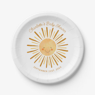 Happy Yellow Sunshine Boho Baby Shower Paper Paper Plate