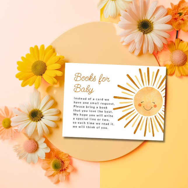 Happy Yellow Sunshine Boho Books for Baby Shower Enclosure Card (Creator Uploaded)