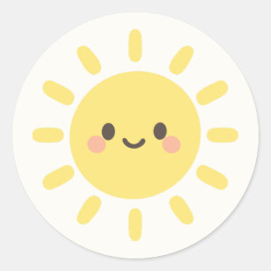 Happy Yellow Sunshine with a Smiling Face  Classic Round Sticker