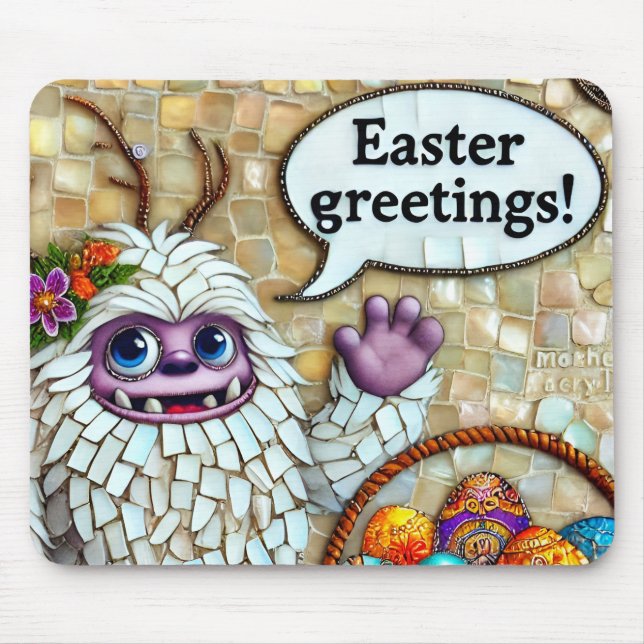 HAPPY YETI'S EASTER GREETINGS Eggs ~  Mouse Mat (Front)