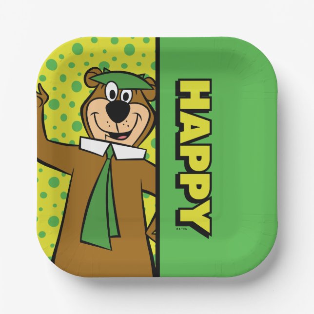 Happy Yogi Bear Paper Plate (Front)