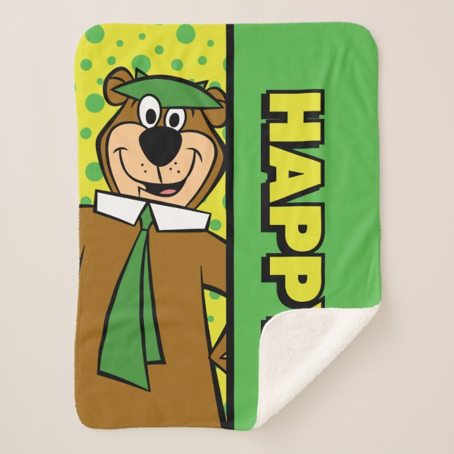 Happy Yogi Bear Sherpa Blanket (Front)