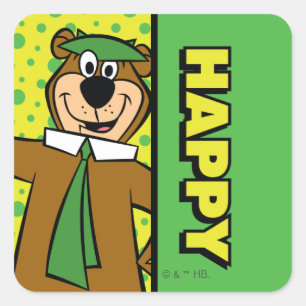 Happy Yogi Bear Square Sticker