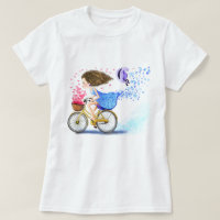 Happy Young Girl On A Bike - Romantic Hearts Love