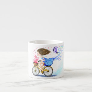Happy Young Girl On A Bike - Romantic Love Hearts Espresso Cup