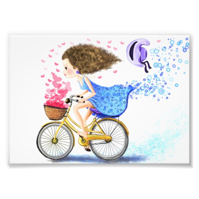 Happy Young Girl with Bike Poster (Front)