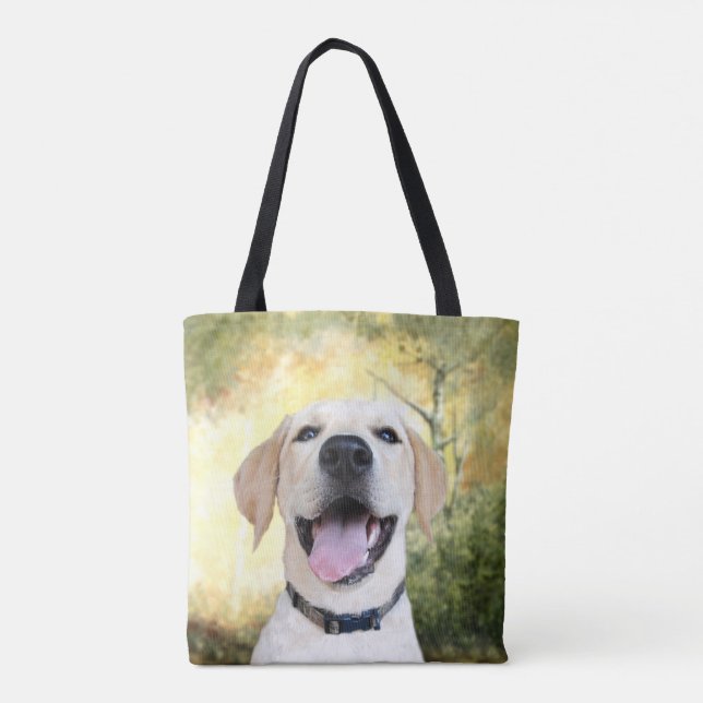 Happy young yellow lab tote bag (Back)