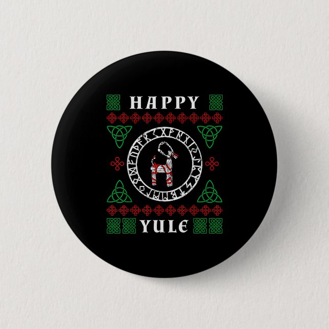 Happy Yule Pagan Wicca Ugly Christmas Sweater  6 Cm Round Badge (Front)