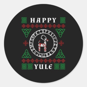 Happy Yule Pagan Wicca Ugly Christmas Sweater  Classic Round Sticker