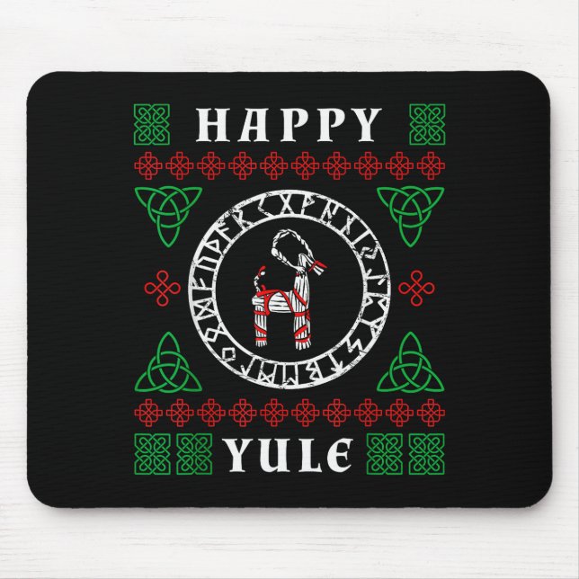 Happy Yule Pagan Wicca Ugly Christmas Sweater  Mouse Mat (Front)